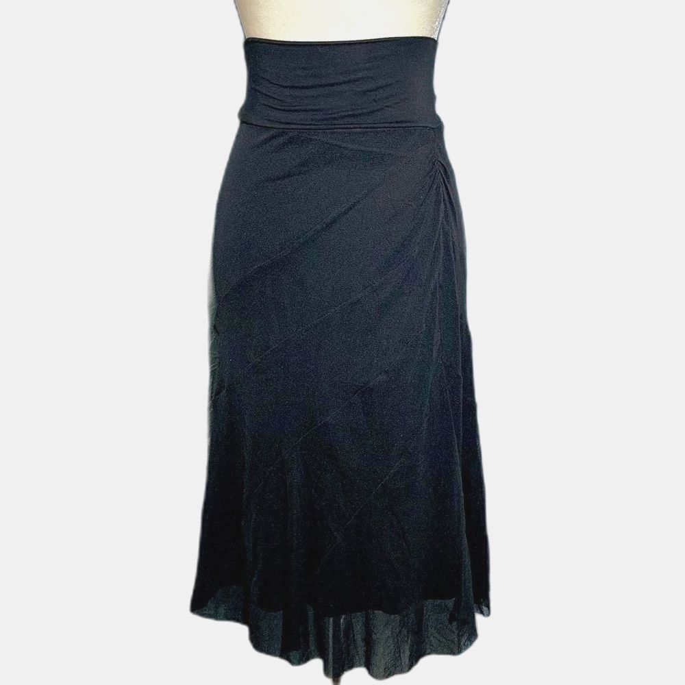 Vintage Y2K Weston Wear Mesh Skirt Black Ruched Whimsigoth Midi S